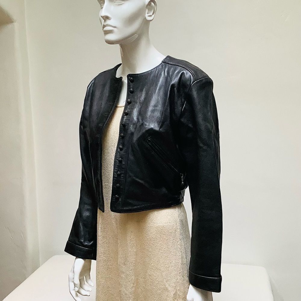 CROPPED LEATHER JACKET FRANCE AUTHENTIC VEUC LAMB SKIN